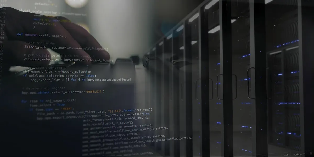 ASP.NET Core Backend Development Server racks with overlaid code representing ASP.NET Core backend development