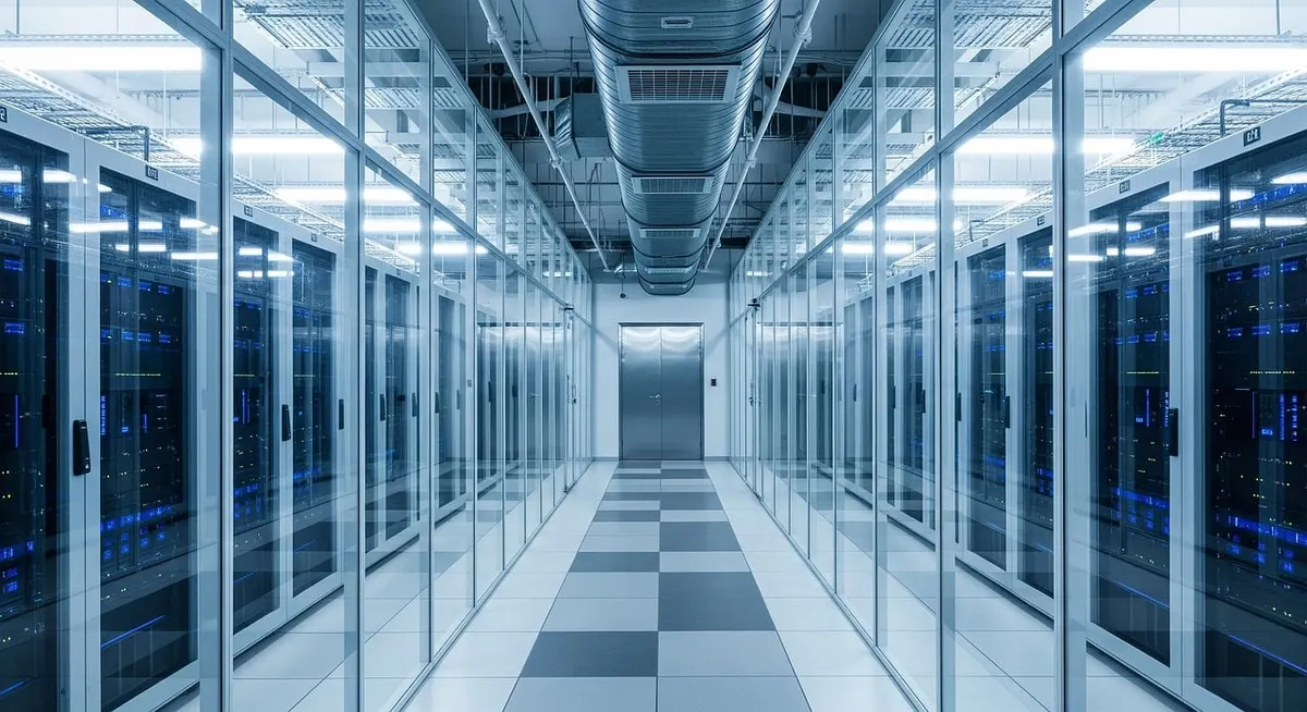 Modern data center server room representing Entity Framework Core database infrastructure