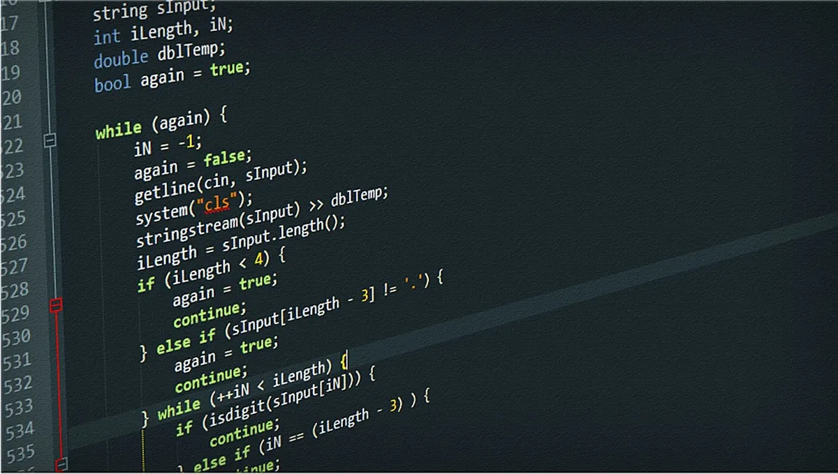 Web Application Architecture Close-up of source code on a screen illustrating web application architecture