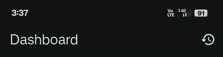 Dashboard screen title bar